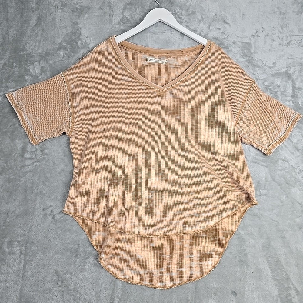 We The Free Black Waffle Knit Tunic Top Small‎ Brown Oversized Flowy